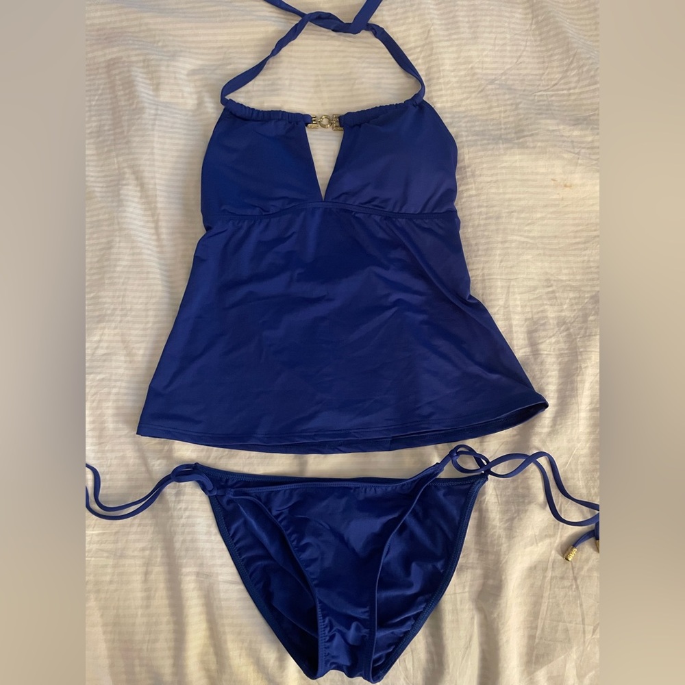 New- Trina Turk Cobalt Blue 2Pc Bathing Suit Tankini Swimsuit